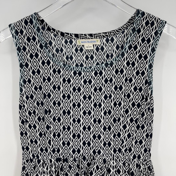 Mata Traders Size Small 100% Cotton Geometric Print Sleeveless A-Line Dress - Picture 2 of 8
